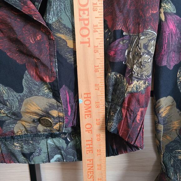 VTG 90s Carol Anderson Collection Womens Dark Floral Moody Blazer Small Jacket - Picture 11 of 12